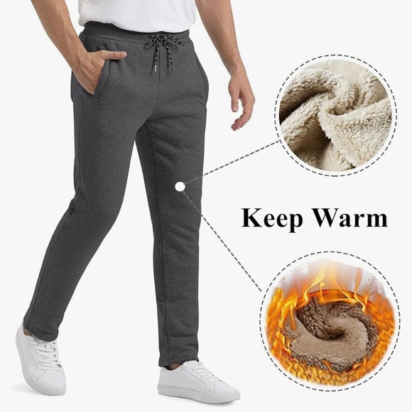 Men’s BRAND NEW Sherpa lined sweatpants.Brand New wth Tags! Grey wth zip pockets - Picture 4 of 11